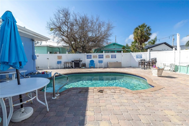 view of swimming pool with a patio