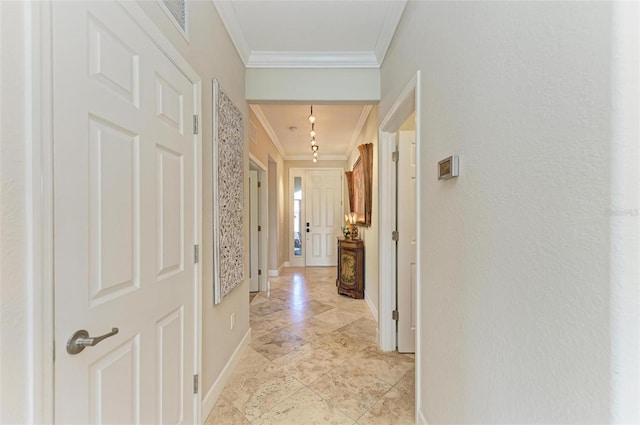 corridor with crown molding