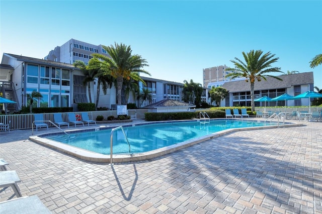 view of pool featuring a patio area