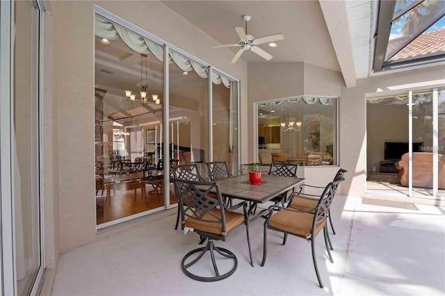 view of patio featuring ceiling fan