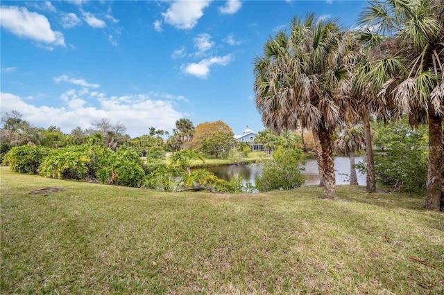 view of yard featuring a water view