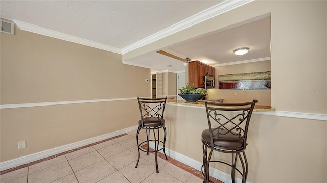 interior space with crown molding