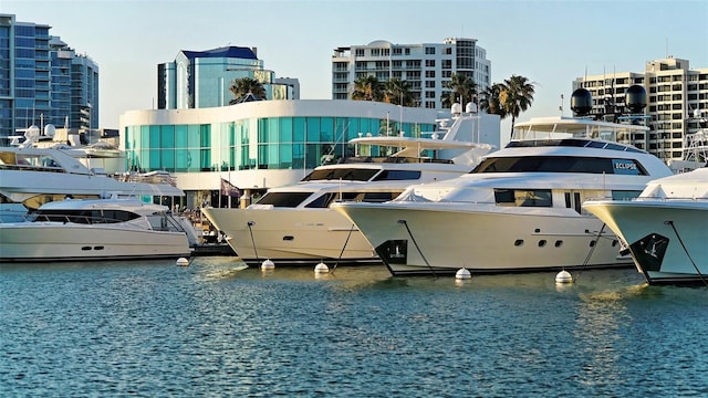 view of dock featuring a water view