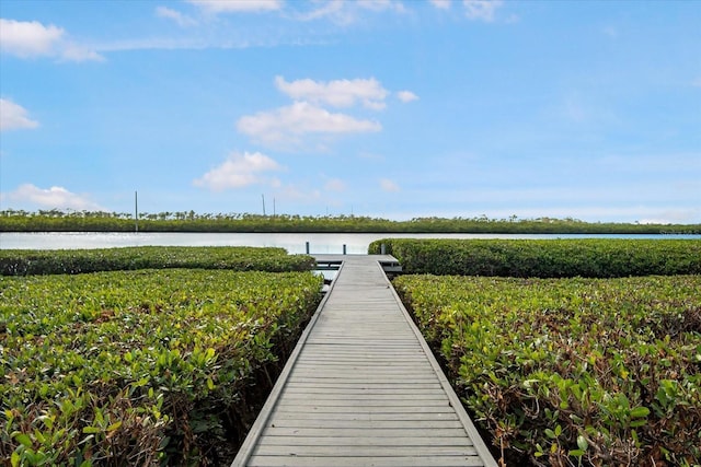 view of dock featuring a water view