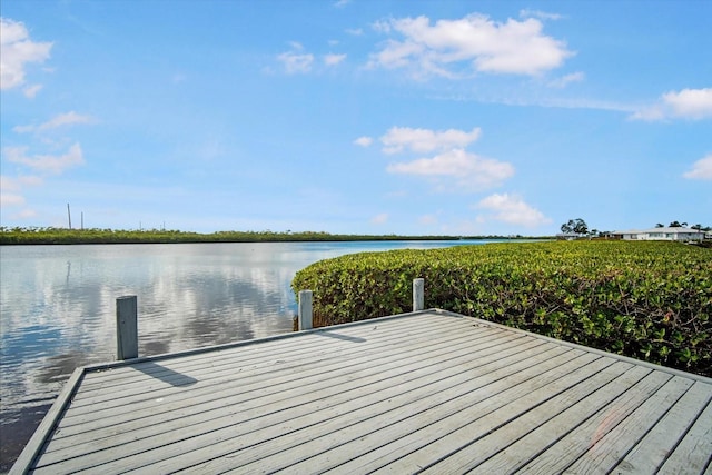 view of dock featuring a water view