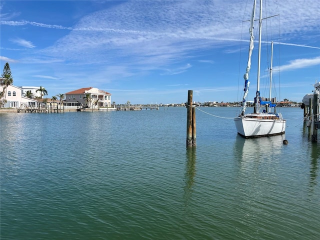 water view with a boat dock