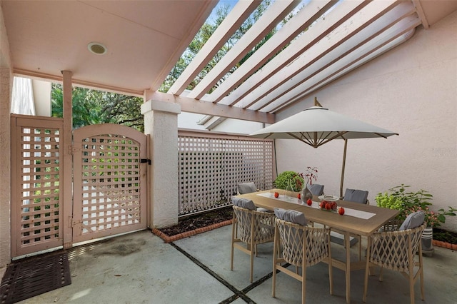 view of patio with a pergola