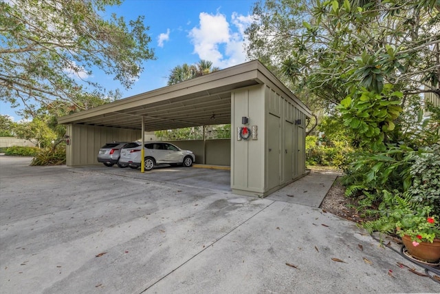 view of car parking featuring a carport