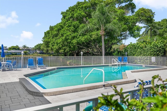 view of swimming pool with a patio