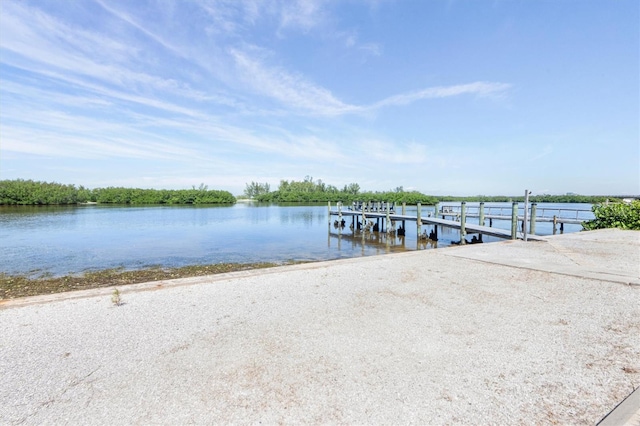 dock area featuring a water view