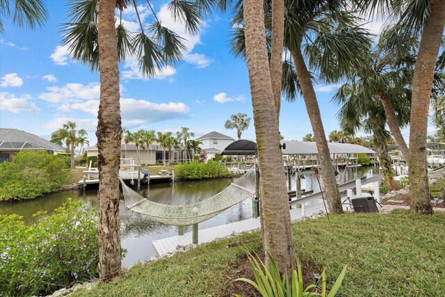 dock area featuring a water view