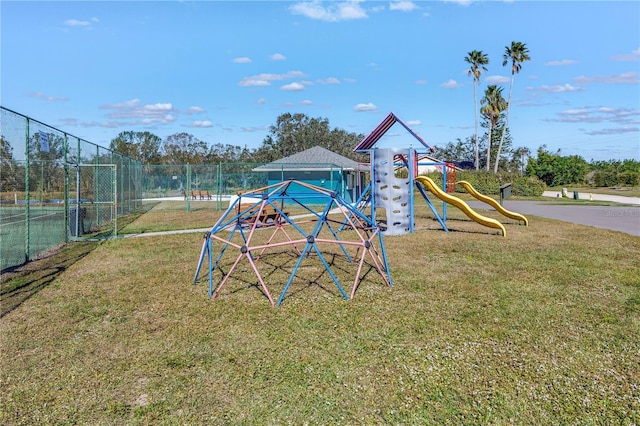 view of playground featuring a yard