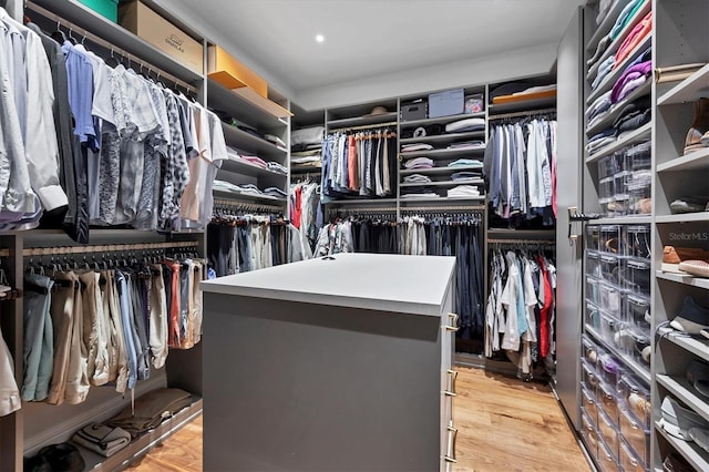 spacious closet with light wood-type flooring