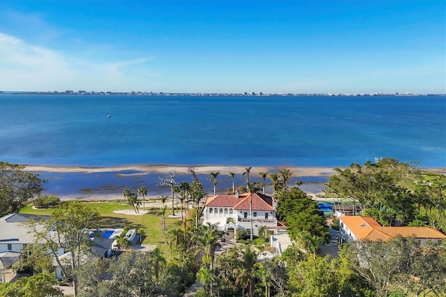 exterior space featuring a view of the beach