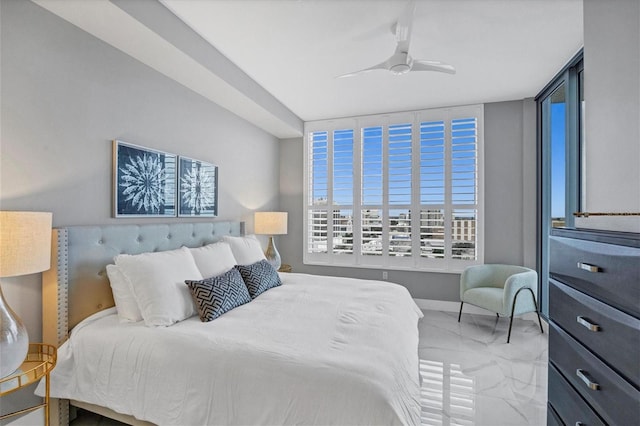 bedroom featuring ceiling fan