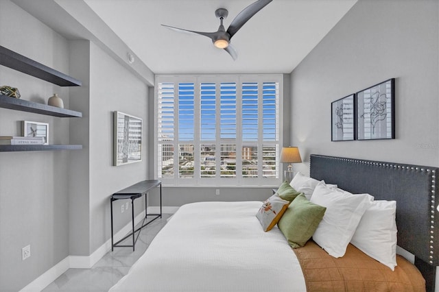 bedroom featuring ceiling fan