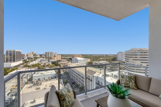 balcony featuring an outdoor living space