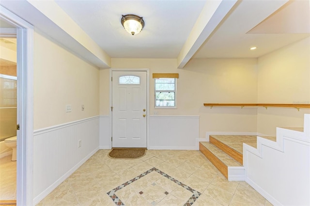 view of tiled foyer entrance