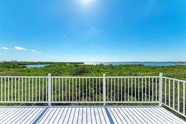 deck with a water view