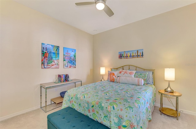 bedroom with carpet and ceiling fan