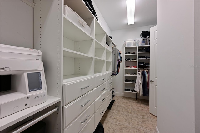 view of walk in closet