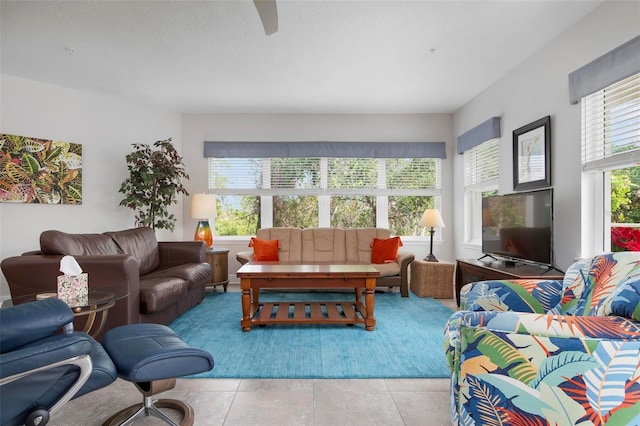 view of tiled living room