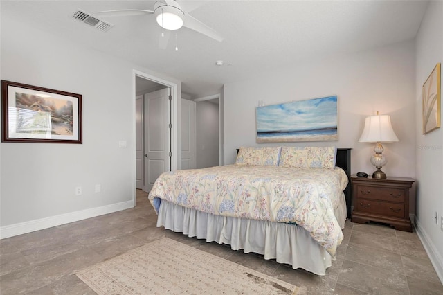 bedroom featuring ceiling fan