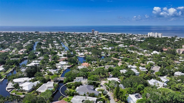 bird's eye view featuring a water view