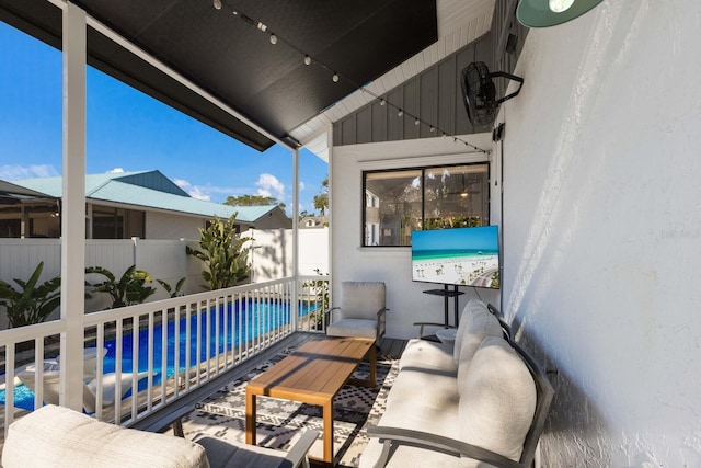 view of patio / terrace featuring a fenced in pool