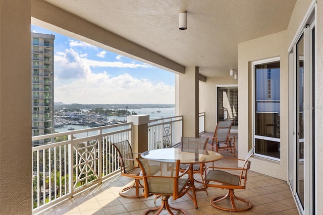 balcony with a water view