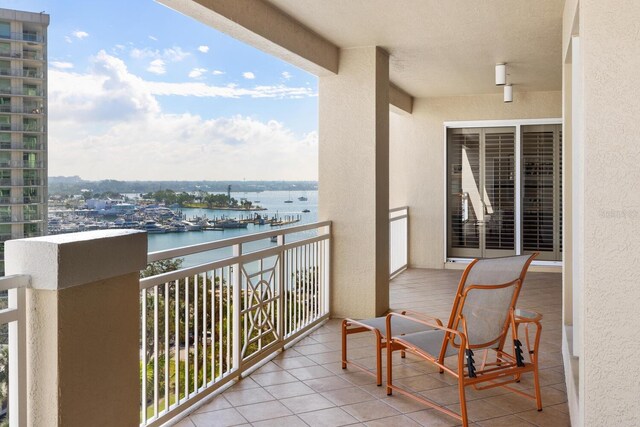 balcony with a water view