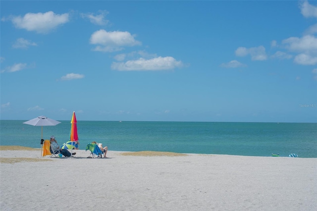 property view of water with a beach view