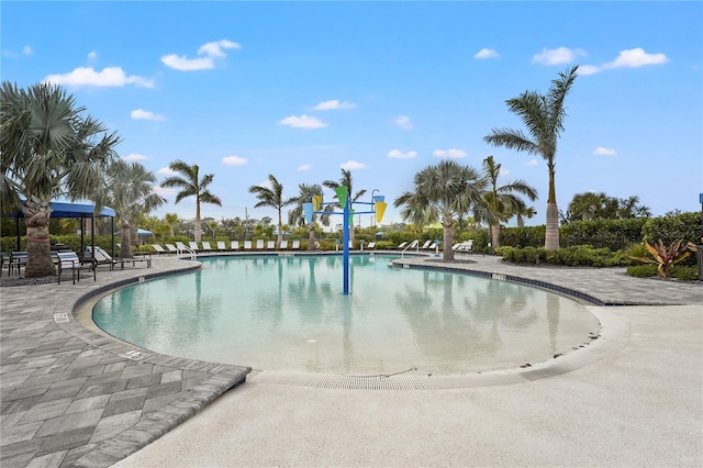 view of pool featuring a patio