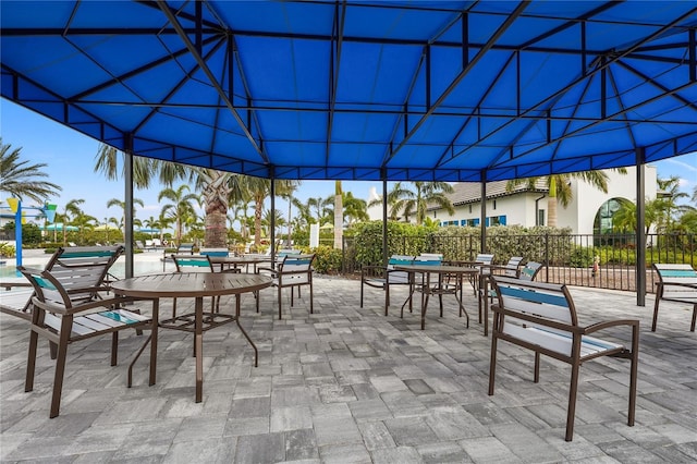 view of patio featuring a gazebo