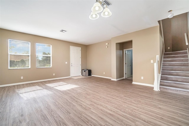 unfurnished living room featuring light hardwood / wood-style flooring