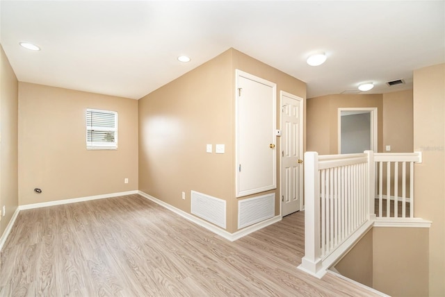 interior space with light hardwood / wood-style floors