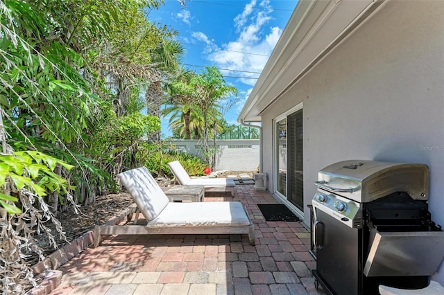 view of patio with area for grilling