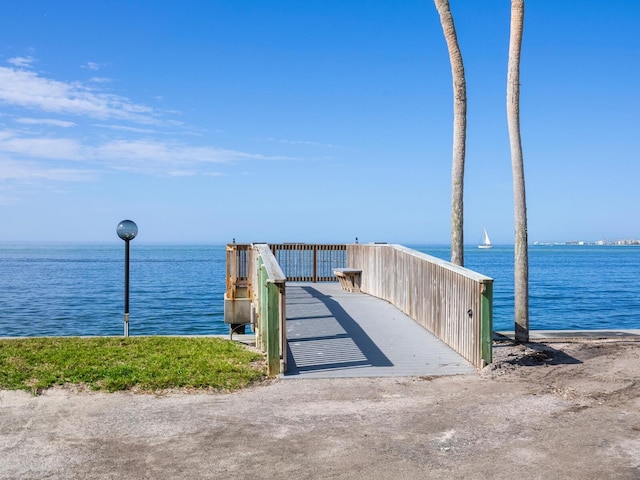 dock area featuring a water view