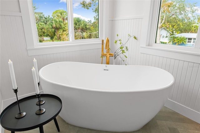 bathroom with a healthy amount of sunlight and a tub