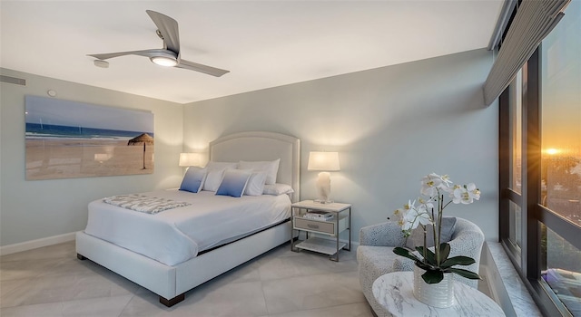 bedroom featuring ceiling fan