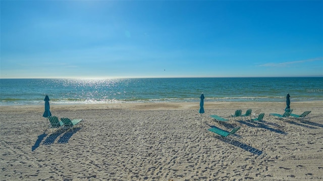 view of water feature featuring a view of the beach