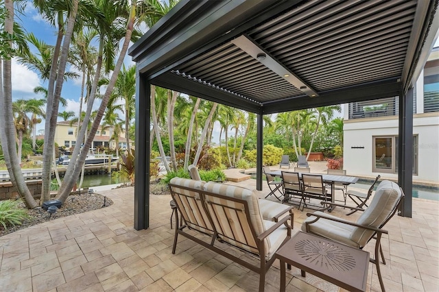 view of patio / terrace with a water view