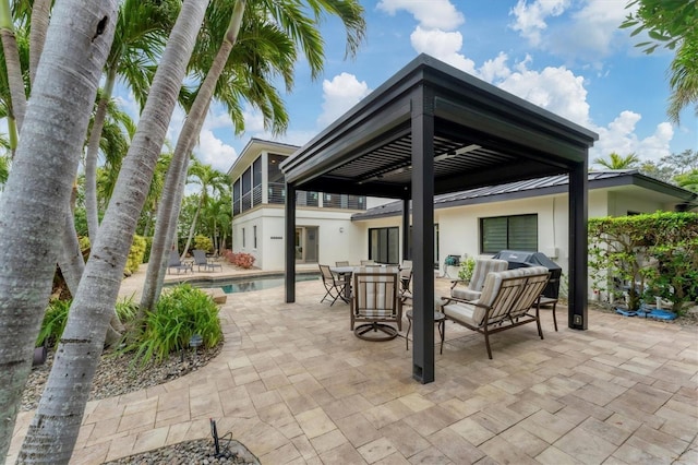 view of patio with area for grilling