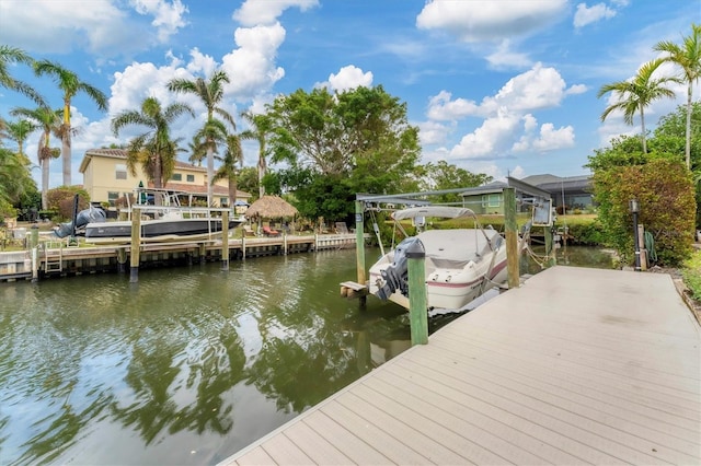 view of dock featuring a water view