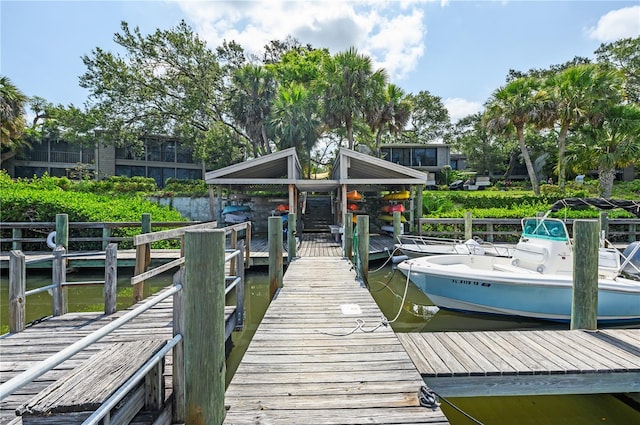 view of dock featuring a water view