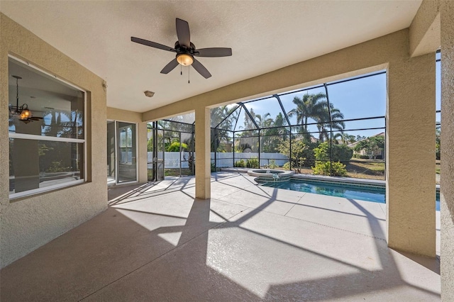 view of patio / terrace with a lanai