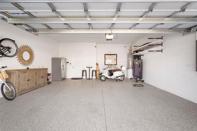 garage with a garage door opener