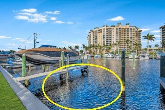 view of dock featuring a water view