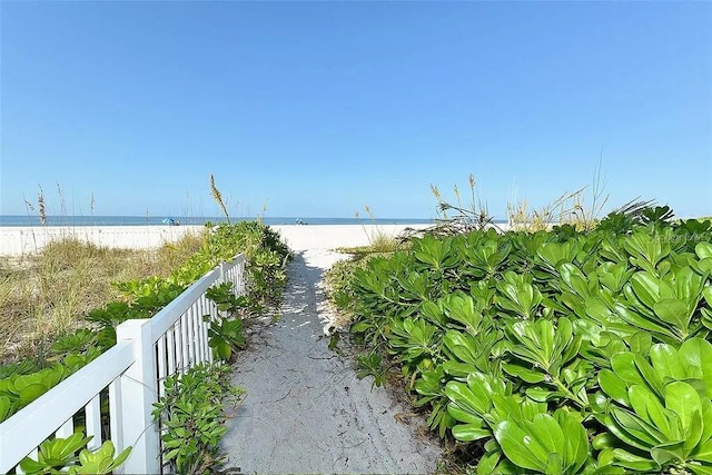 water view featuring a beach view