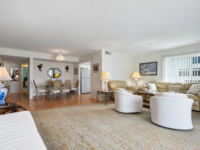 living room with hardwood / wood-style flooring